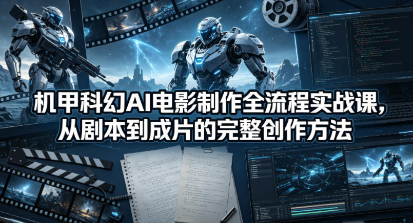 机甲科幻AI电影制作全流程实战课，从剧本到成片的完整创作方法-老吴出海笔记