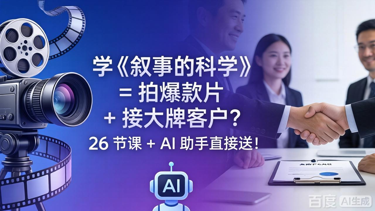 学《叙事的科学》= 拍爆款片 + 接大牌客户?26 节课 + AI 助手直接送!-老吴出海笔记