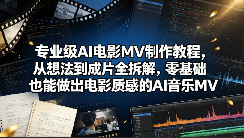 专业级AI电影MV制作教程,从想法到成片全拆解,零基础也能做出电影质感的AI音乐MV-老吴出海笔记