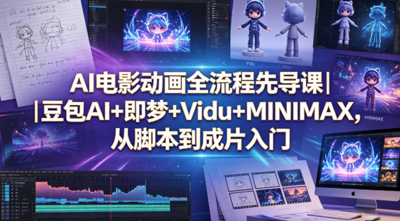 AI电影动画全流程先导课|豆包AI+即梦+Vidu+MINIMAX,从脚本到成片入门-老吴出海笔记