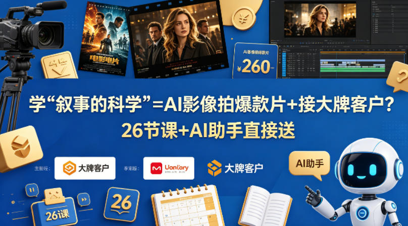 学《叙事的科学》=AI影像拍爆款片+接大牌客户?26节课+AI助手直接送【原创双语字幕】-老吴出海笔记