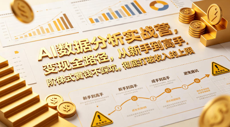 AI数据分析实战营,变现全路径,从新手到高手,阶梯式賺钱不踩坑,彻底打破收入的上限-老吴出海笔记