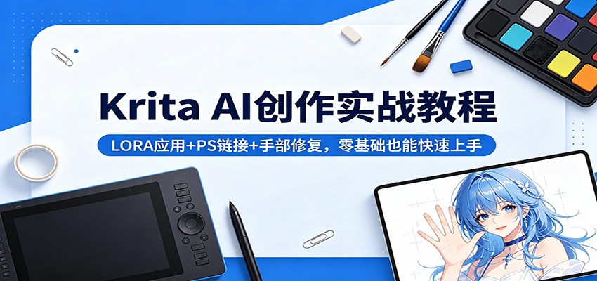 Krita AI创作实战教程:LORA应用+PS链接+手部修复,零基础也能快速上手-老吴出海笔记