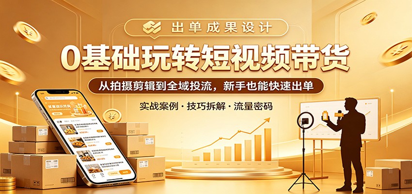 0基础玩转短视频带货：从拍摄剪辑到全域投流，新手也能快速出单-老吴出海笔记