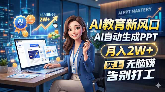 AI教育新风口，AI自动生成PPT，月入2W+，无脑赚，告别打工-老吴出海笔记