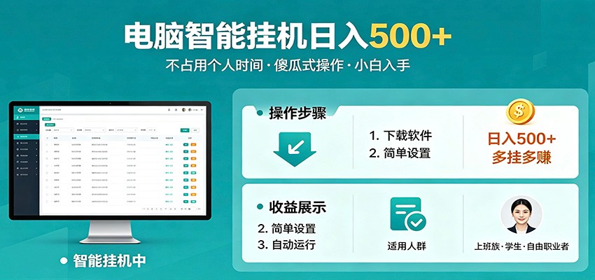 全自动电脑挂机,支持多挂多赚,上班族学生党都能做,小白也能日入500+副业-老吴出海笔记