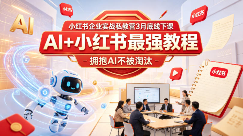 小红书企业实战私教营3月底线下课，AI+小红书最强教程，拥抱AI不被淘汰-老吴出海笔记