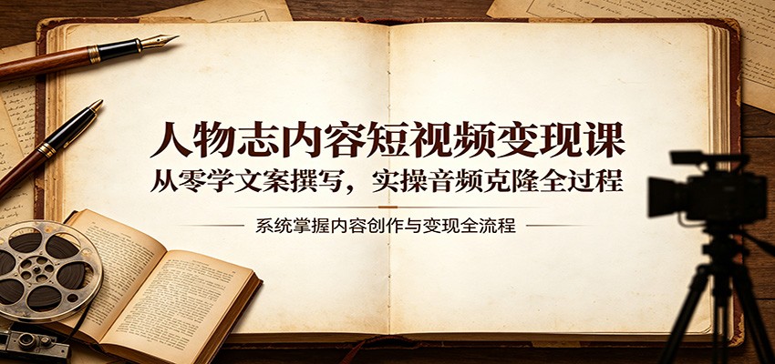 人物志内容短视频变现课:从零学文案撰写,实操音频克隆全过程-老吴出海笔记