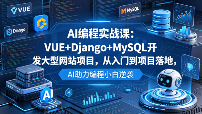 AI编程实战课:VUE+Django+MySQL开发大型网站项目,从入门到项目落地,AI助力编程小白逆袭-老吴出海笔记