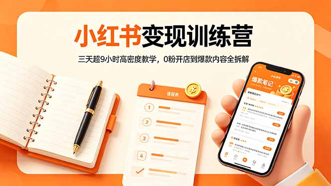 小红书变现训练营：三天超9小时高密度教学，0粉开店到爆款内容全拆解-老吴出海笔记