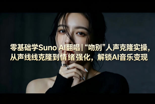 零基础学Suno AI翻唱|《吻别》人声克隆实操,从声线克隆到情绪强化,解锁AI音乐变现-老吴出海笔记