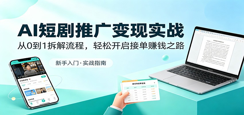 AI短剧推广变现实战：从0到1拆解流程，轻松开启接单赚钱之路-老吴出海笔记