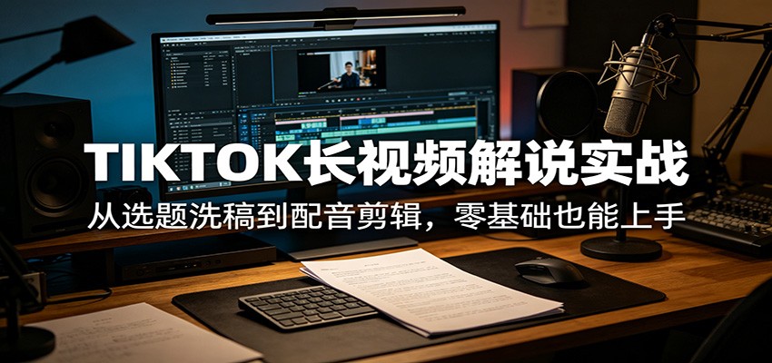 TIKTOK长视频解说实战:从选题洗稿到配音剪辑,零基础也能上手-老吴出海笔记