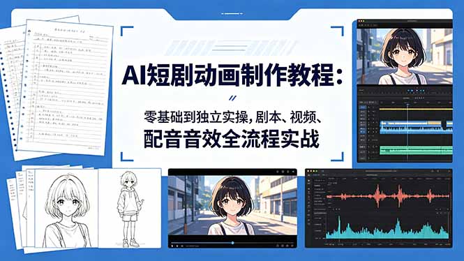 AI短剧动画制作教程:零基础到独立实操,剧本、视频、配音音效全流程实战-老吴出海笔记