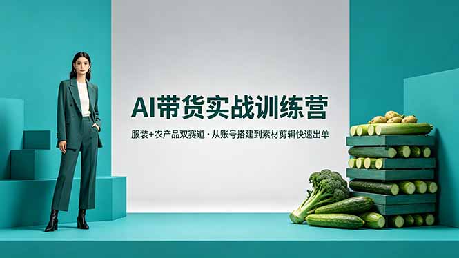 AI带货实战训练营,服装+农产品双赛道,从账号搭建到素材剪辑快速出单-老吴出海笔记