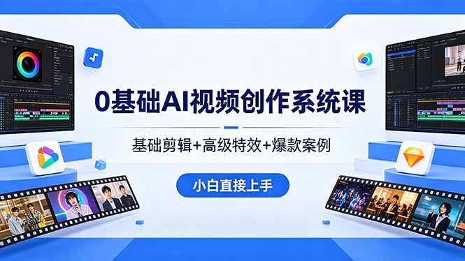 0基础AI视频创作系统课,基础剪辑+高级特效+爆款案例,小白直接上手-老吴出海笔记
