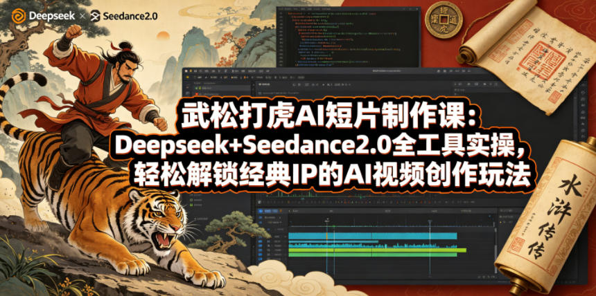 武松打虎AI短片制作课:Deepseek+Seedance2.0全工具实操,轻松解锁经典IP的AI视频创作玩法-老吴出海笔记