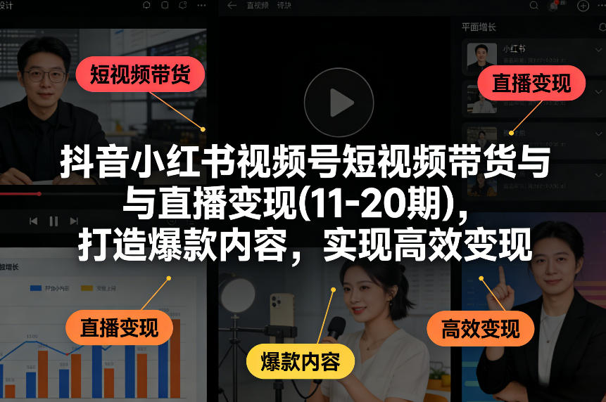抖音小红书视频号短视频带货与直播变现(10-21期),打造爆款内容,实现高效变现(更新05月08日)-老吴出海笔记