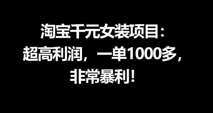 淘宝千元女装项目:超高利润,一单1000多,非常暴利-老吴出海笔记