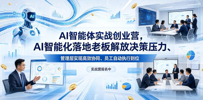AI智能体实战创业营26年4月23-25号线下课,AI智能化落地老板解放决策压力、管理层实现高效协同、员工自动执行到位-老吴出海笔记