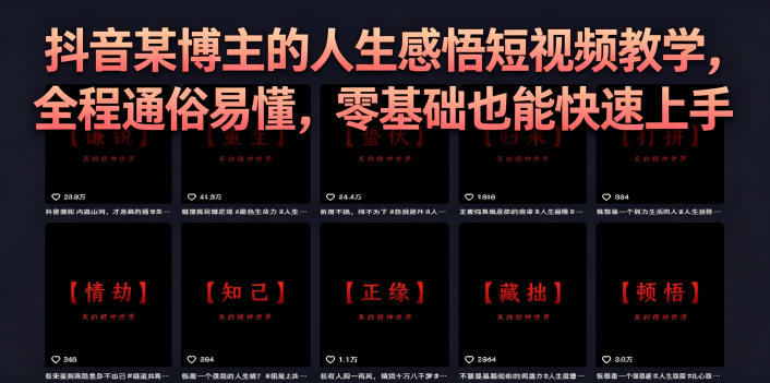 抖音某博主的灰太狼人生感悟短视频教学,全程通俗易懂,零基础也能快速上手-老吴出海笔记