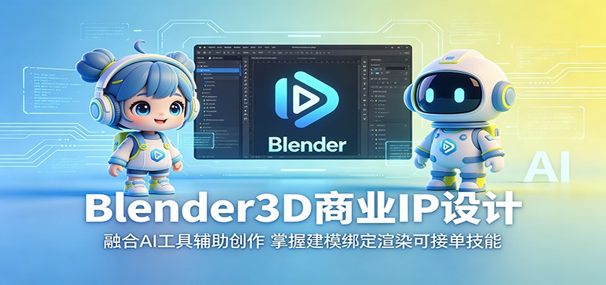 Blender3D商业IP设计:融合AI工具辅助创作,掌握建模绑定渲染可接单技能-老吴出海笔记
