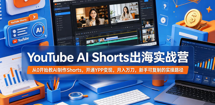 YouTube AI Shorts出海实战营，从0开始教AI制作Shorts，开通YPP变现，月入万刀，新手可复制的实操路径-老吴出海笔记
