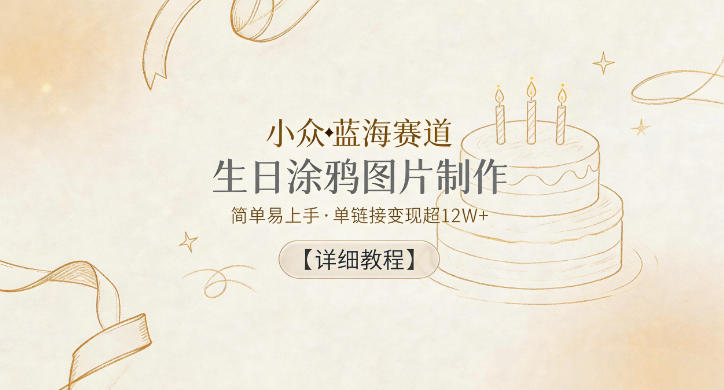 小众蓝海赛道，生日涂鸦图片制作，简单易上手，单链接变现超12W+【详细教程】-老吴出海笔记