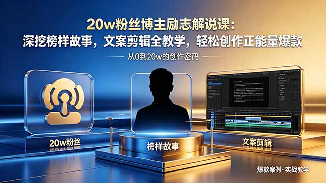 20w粉丝博主励志解说课:深挖榜样故事,文案剪辑全教学,轻松创作正能量爆款-老吴出海笔记
