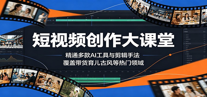短视频创作大课堂：精通多款AI工具与剪辑手法，覆盖带货、育儿、古风等热门领域-老吴出海笔记