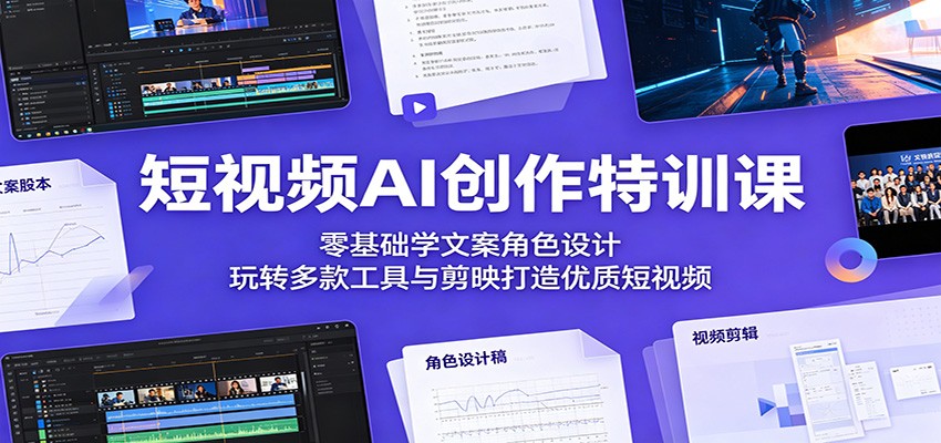 短视频AI创作特训课：零基础学文案角色设计，玩转多款工具与剪映打造优质短视频-老吴出海笔记