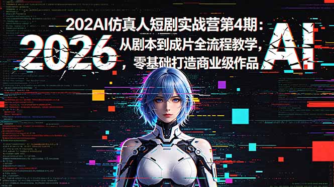 2026AI仿真人短剧实战营第4期：从剧本到成片全流程教学，零基础打造商业级作品-老吴出海笔记