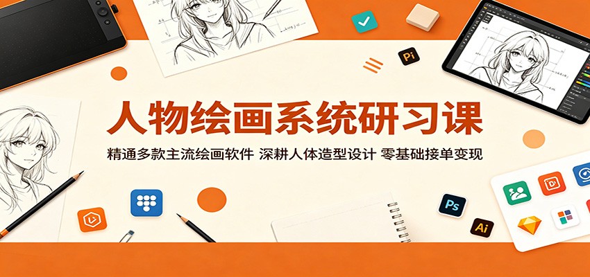 人物绘画系统研习课:精通多款主流绘画软件,深耕人体造型设计,零基础接单变现-老吴出海笔记