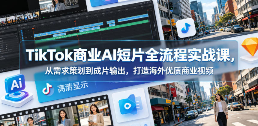 TikTok商业AI短片全流程实战课,从需求策划到成片输出,打造海外优质商业视频-老吴出海笔记