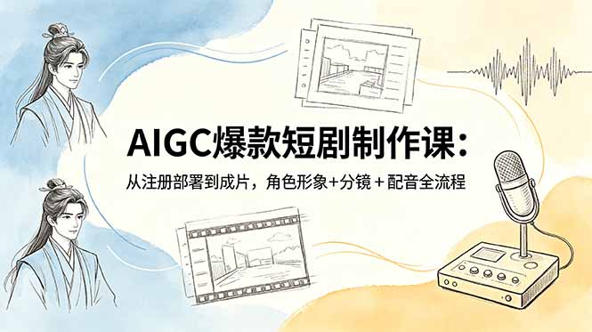 AIGC爆款短剧制作课:从注册部署到成片,角色形象+分镜+配音全流程-老吴出海笔记