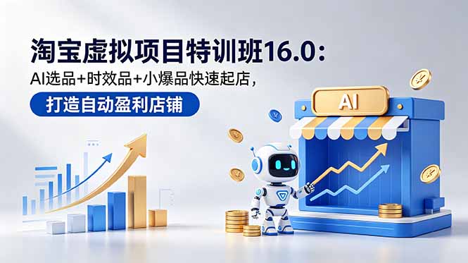 淘宝虚拟项目特训班16.0：AI选品+时效品+小爆品快速起店，打造自动盈利店铺-老吴出海笔记
