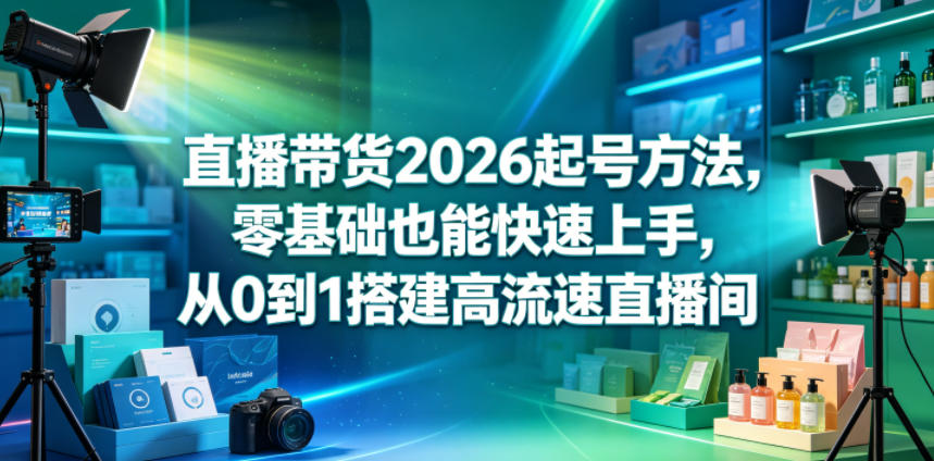 直播带货2026起号方法,零基础也能快速上手,从0到1搭建高流速直播间-老吴出海笔记