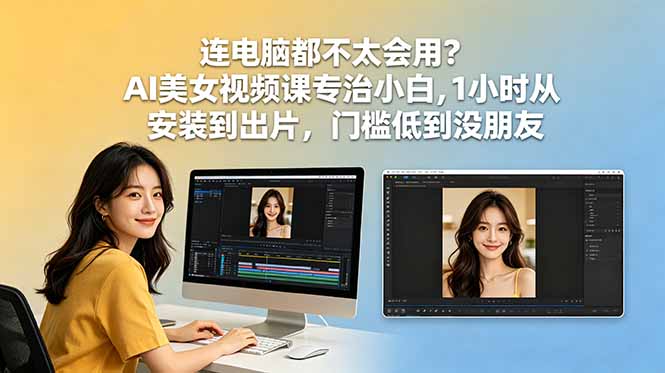 连电脑都不太会用？AI美女视频课专治小白，1小时从安装到出片，门槛低到没朋友-老吴出海笔记