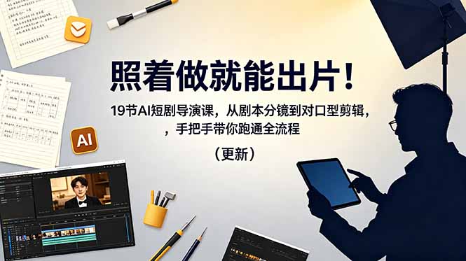 照着做就能出片!19节AI短剧导演课,从剧本分镜到对口型剪辑,手把手带你跑通全流程(更新-老吴出海笔记