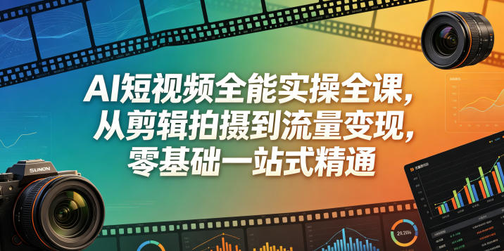 AI短视频全能实操全课，从剪辑拍摄到流量变现，零基础一站式精通-老吴出海笔记