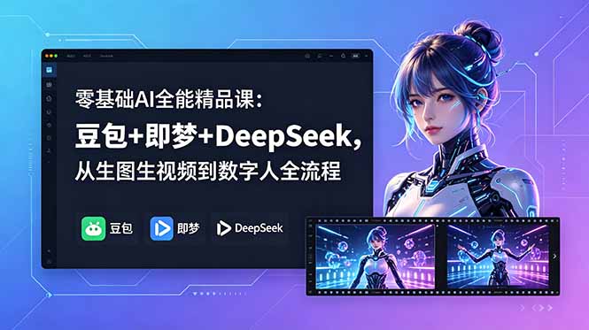 零基础AI全能精品课:豆包+即梦+DeepSeek,从生图生视频到数字人全流程-老吴出海笔记