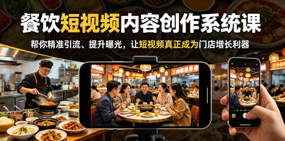 餐饮短视频内容创作系统课，帮你精准引流、提升曝光，让短视频真正成为门店增长利器-老吴出海笔记