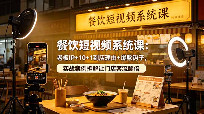 餐饮短视频系统课:老板IP+10+1到店理由+爆款钩子,实战案例拆解让门店客流翻倍-老吴出海笔记