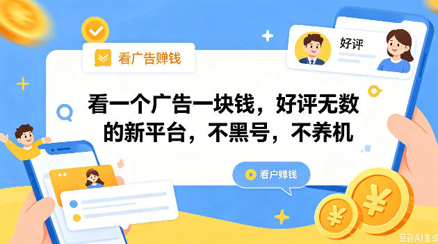 看一个广告一块钱,好评无数的新平台,不黑号,不养机,一撸几十块钱还是不错的【揭秘】-老吴出海笔记