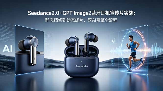 Seedance2.0+GPT Image2蓝牙耳机宣传片实战:静态精修到动态成片,双AI引擎全流程-老吴出海笔记