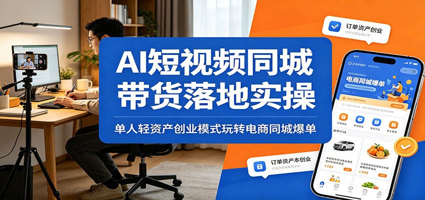 AI短视频同城带货落地实操：单人轻资产创业模式玩转电商同城爆单-老吴出海笔记