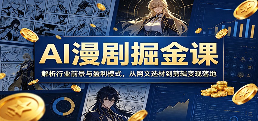 AI漫剧掘金课：解析行业前景与盈利模式，从网文选材到剪辑变现落地-老吴出海笔记
