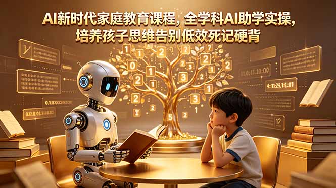 AI新时代家庭教育课程,全学科AI助学实操,培养孩子思维告别低效死记硬背-老吴出海笔记