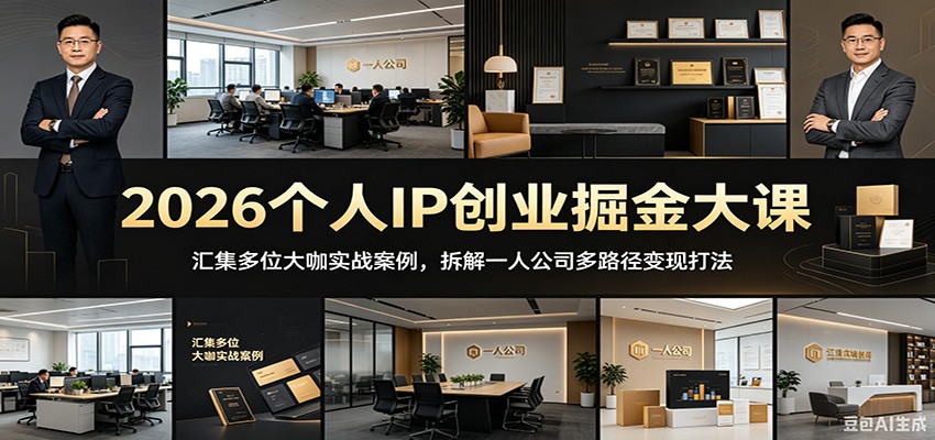 2026个人IP创业掘金大课：汇集多位大咖实战案例，拆解一人公司多路径变现打法-老吴出海笔记
