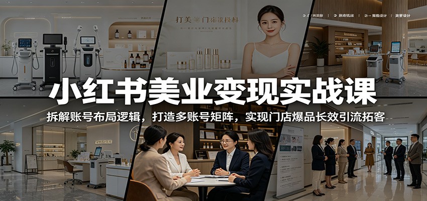 小红书美业变现实战课：拆解账号布局逻辑，打造多账号矩阵，实现门店爆品长效引流拓客-老吴出海笔记